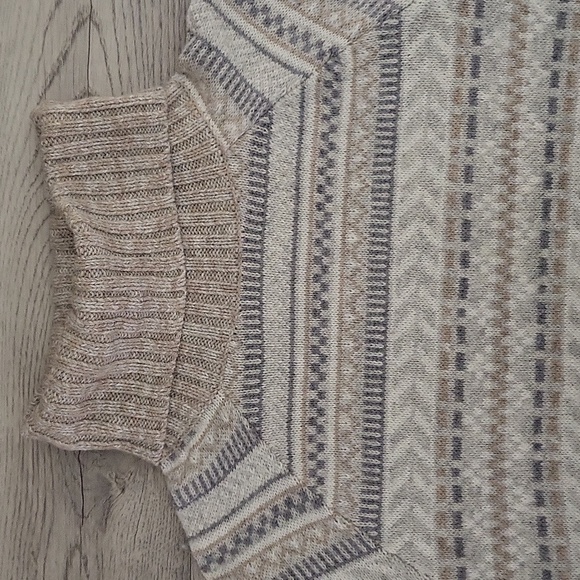 🛍Columbia Womens Large Wool White Tan Argyle Turtleneck Sweater Warm Casual‎ - Picture 3 of 8